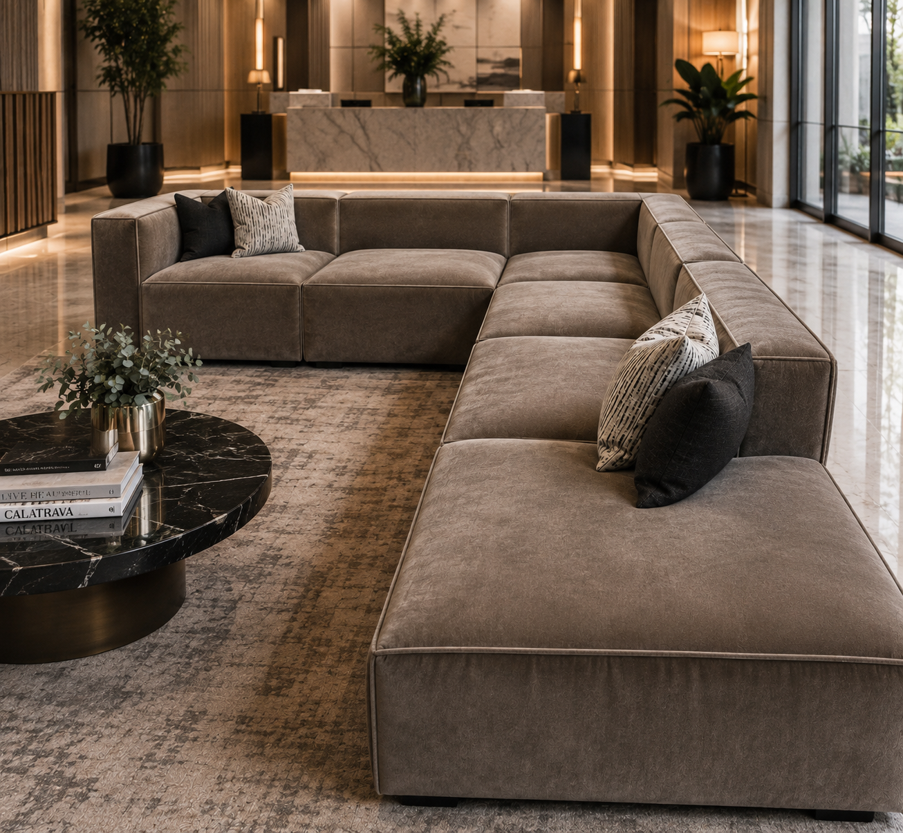 Johan Modular Sectional Brown velvet.png