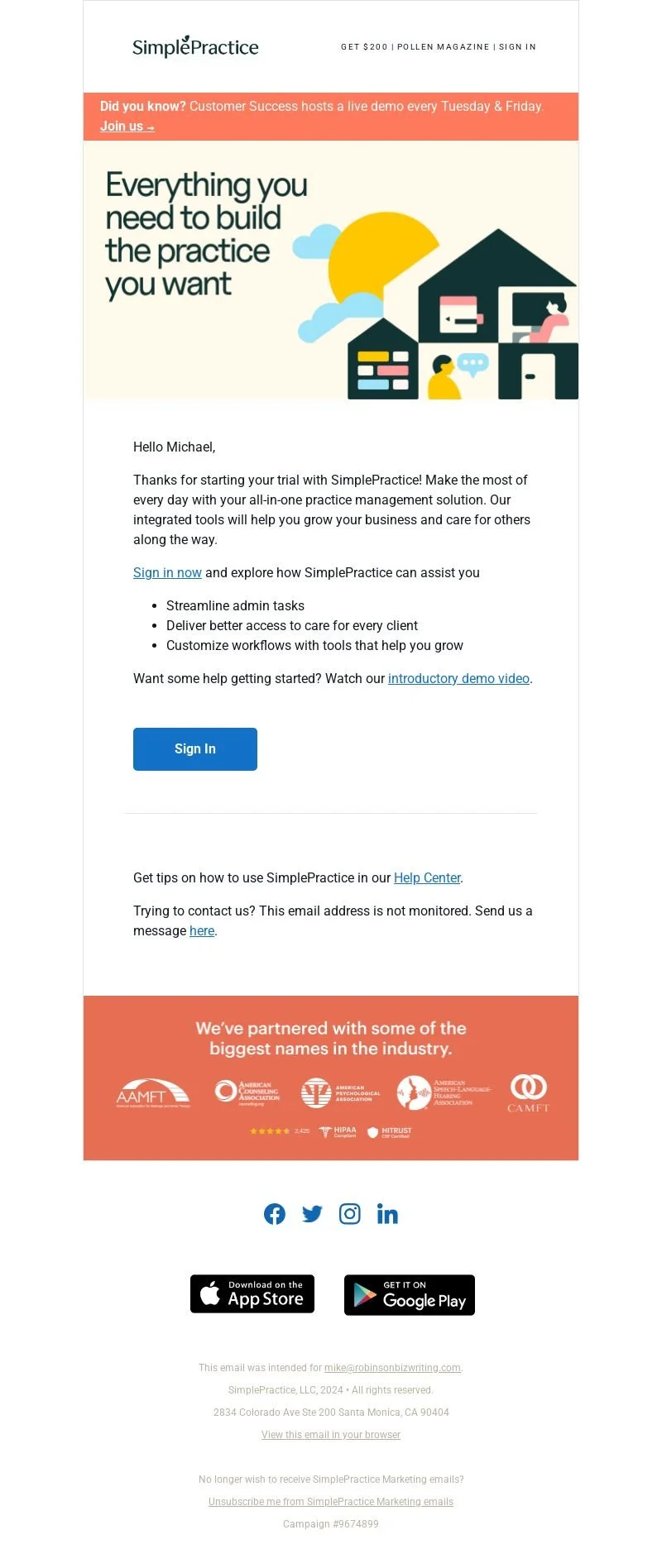 SaaS Email Onboarding Teardown - Simple Practice — Robinson Business ...