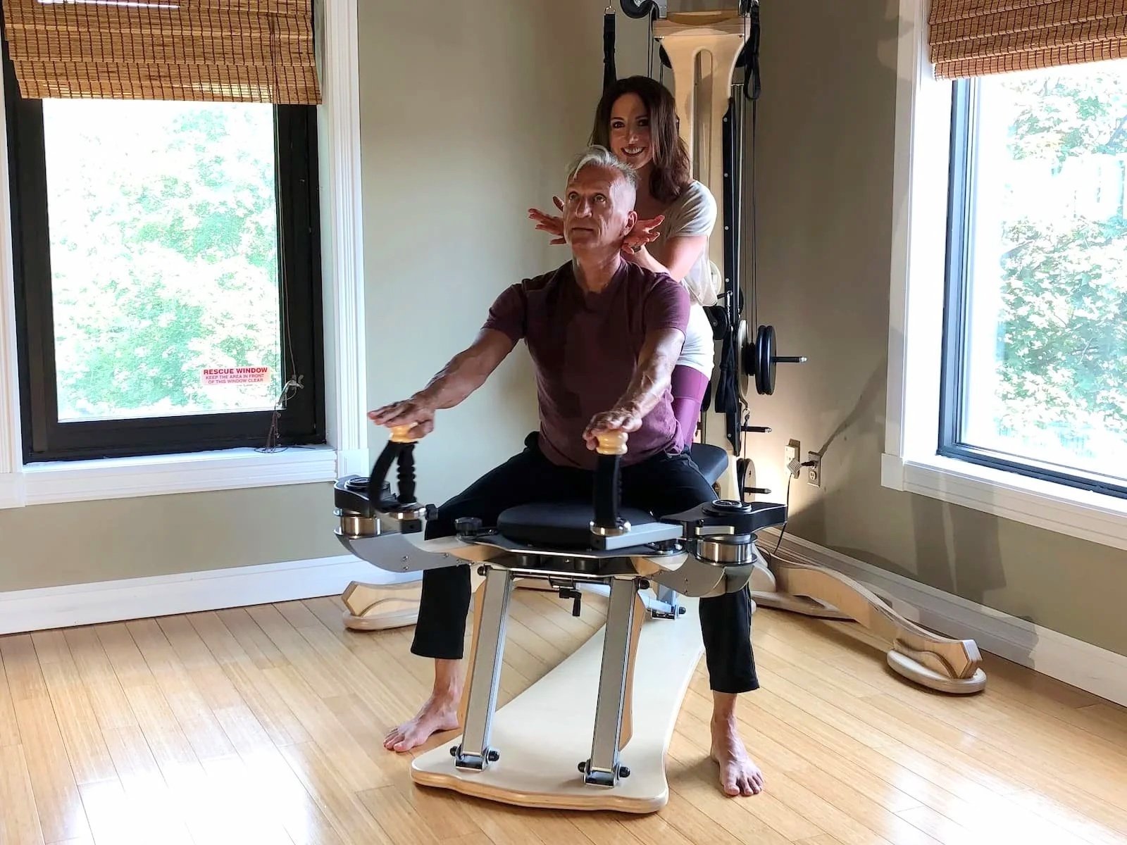 Kerri Affronti guiding a client during a private GYROTONIC® method session in Henderson, Nevada, supporting posture, mobility, and joint friendly strength
