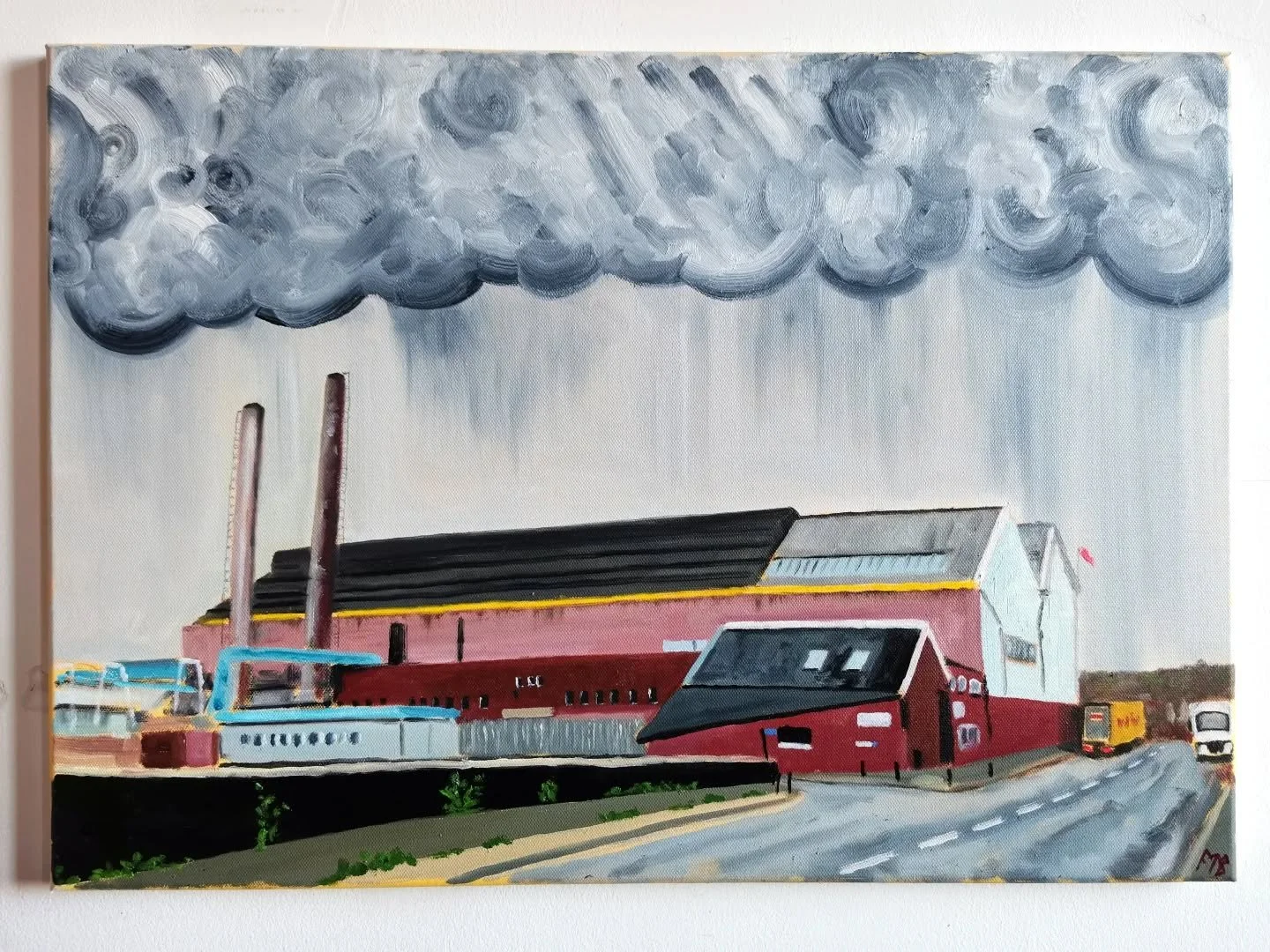 I'm walking back from the chip shop in the rain, I stopped on the bridge that spans the River Don on Stevenson Road, to channel some of the swelling energy of the torrent flowing beneath me, but not for too long else my chips get cold. You have to ba