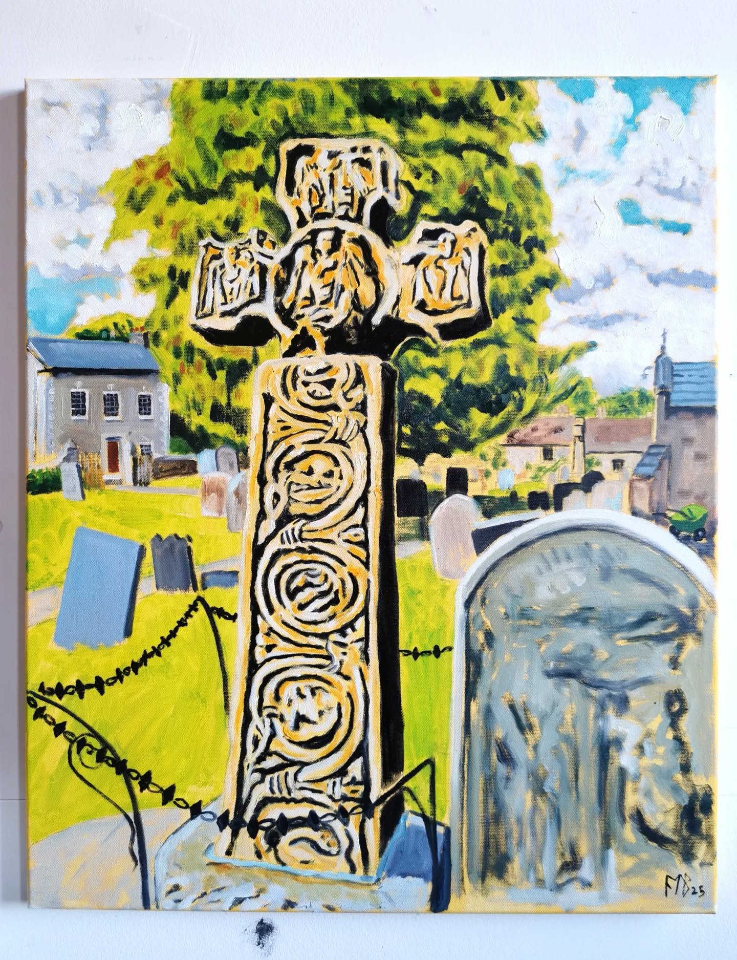 The 9th Century Anglo-Saxon Cross at Eyam - oil on canvas 50.5cm x 61cm 

#anglosaxonart #anglosaxon #oilpainting #plaguevillage #eyam #derbyshire #peakdistrict