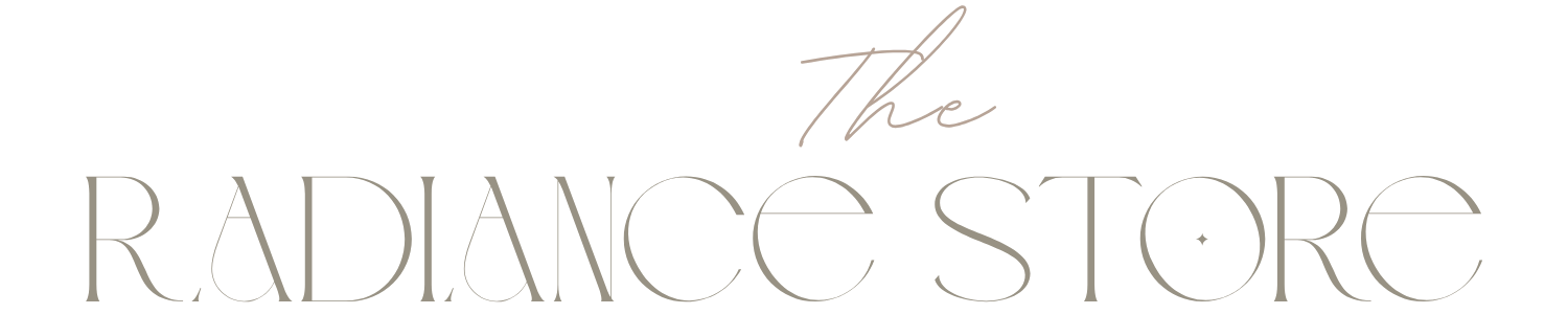 The Radiance Store logo with elegant script and modern font.
