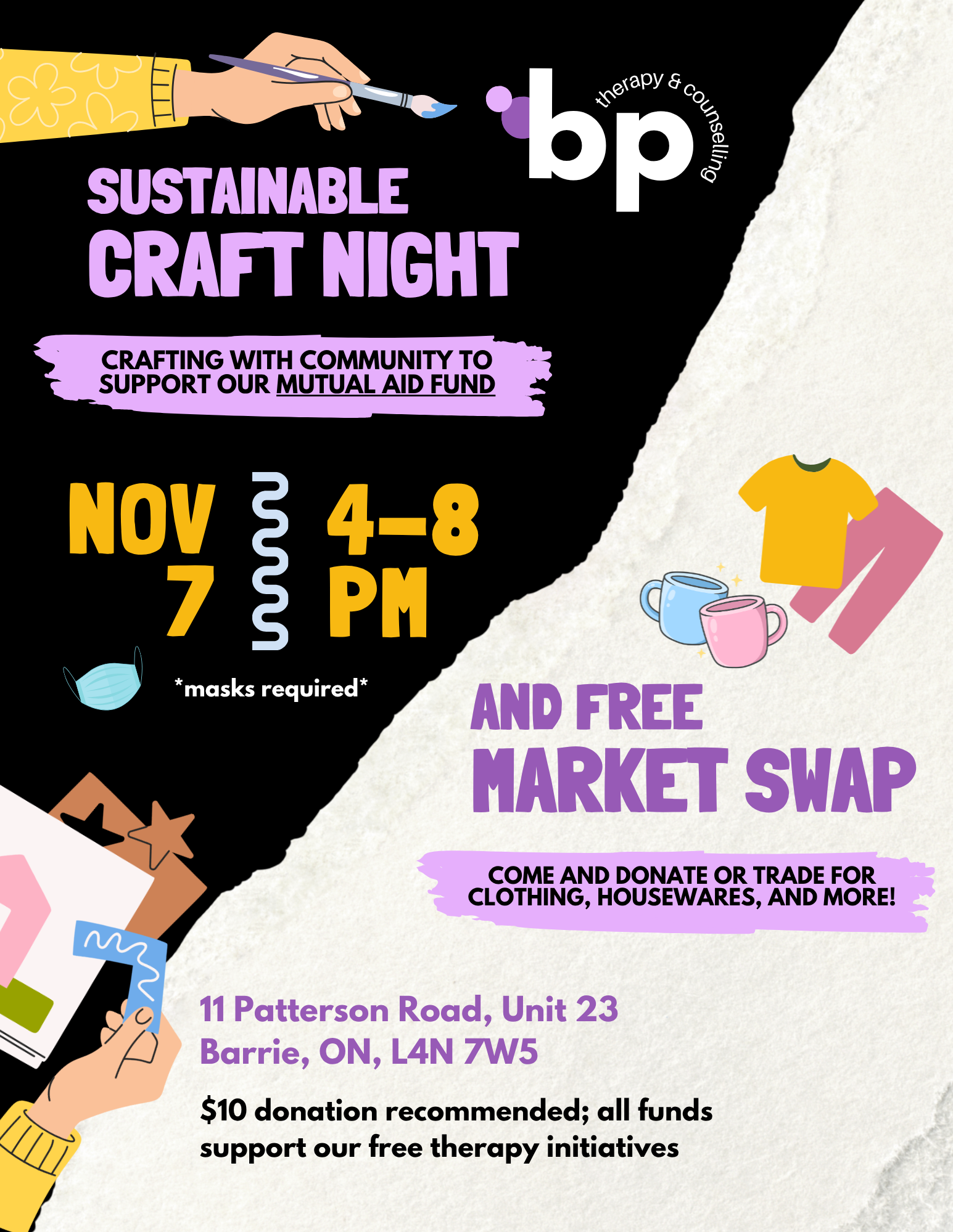 Free market swap and craft night in Barrie, ON on November 7, 2026