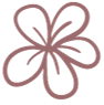 A stylized pink flower with four rounded petals on a white background.