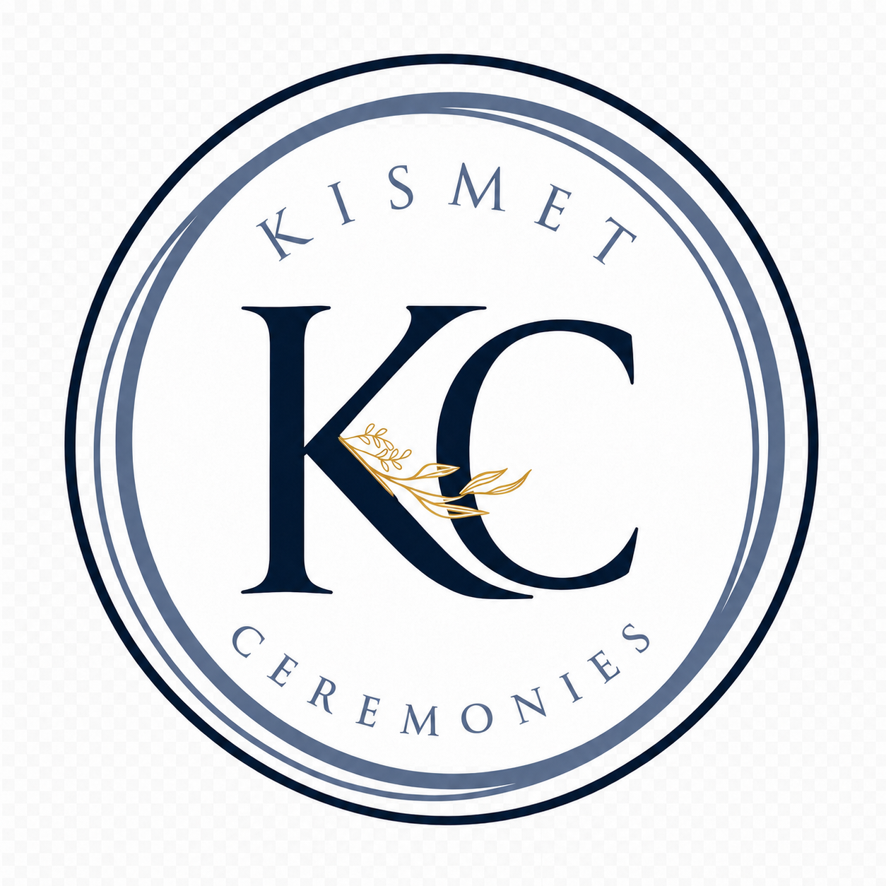 A circular logo with the text 'KISMET PLANNING by Junette' surrounding a large stylized 'KP' in the center, decorated with a small leaf motif.