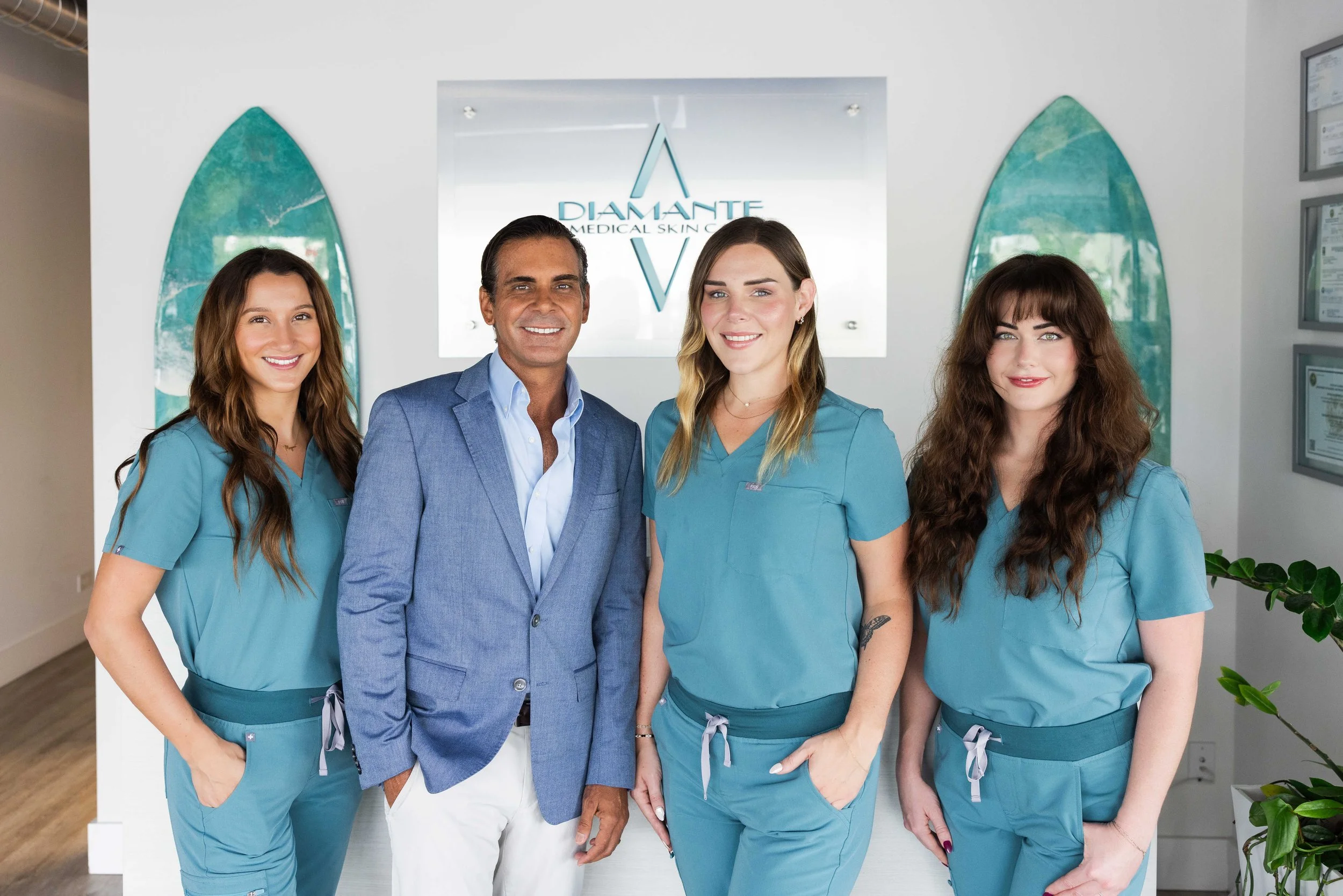 Clean, professional medical spa treatment room with neutral tones at Diamante Medical Skin Care in Tequesta