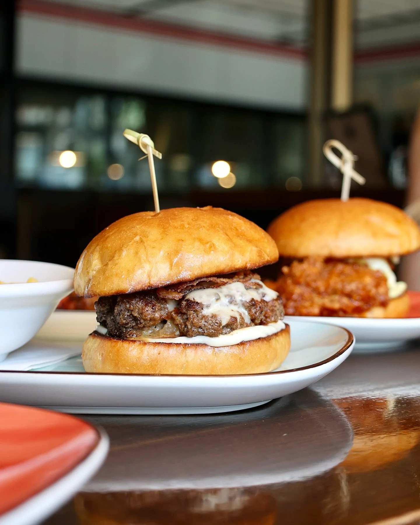 One word: burger. 🍔 Thick, juicy, cooked-to-order, and stacked with scratch-made toppings.

Featured favorite &rarr; Stuffed Cowboy Burger: jalape&ntilde;o &amp; cheese stuffed patty, bourbon glaze, melted white American, fried onions, tomato, and m