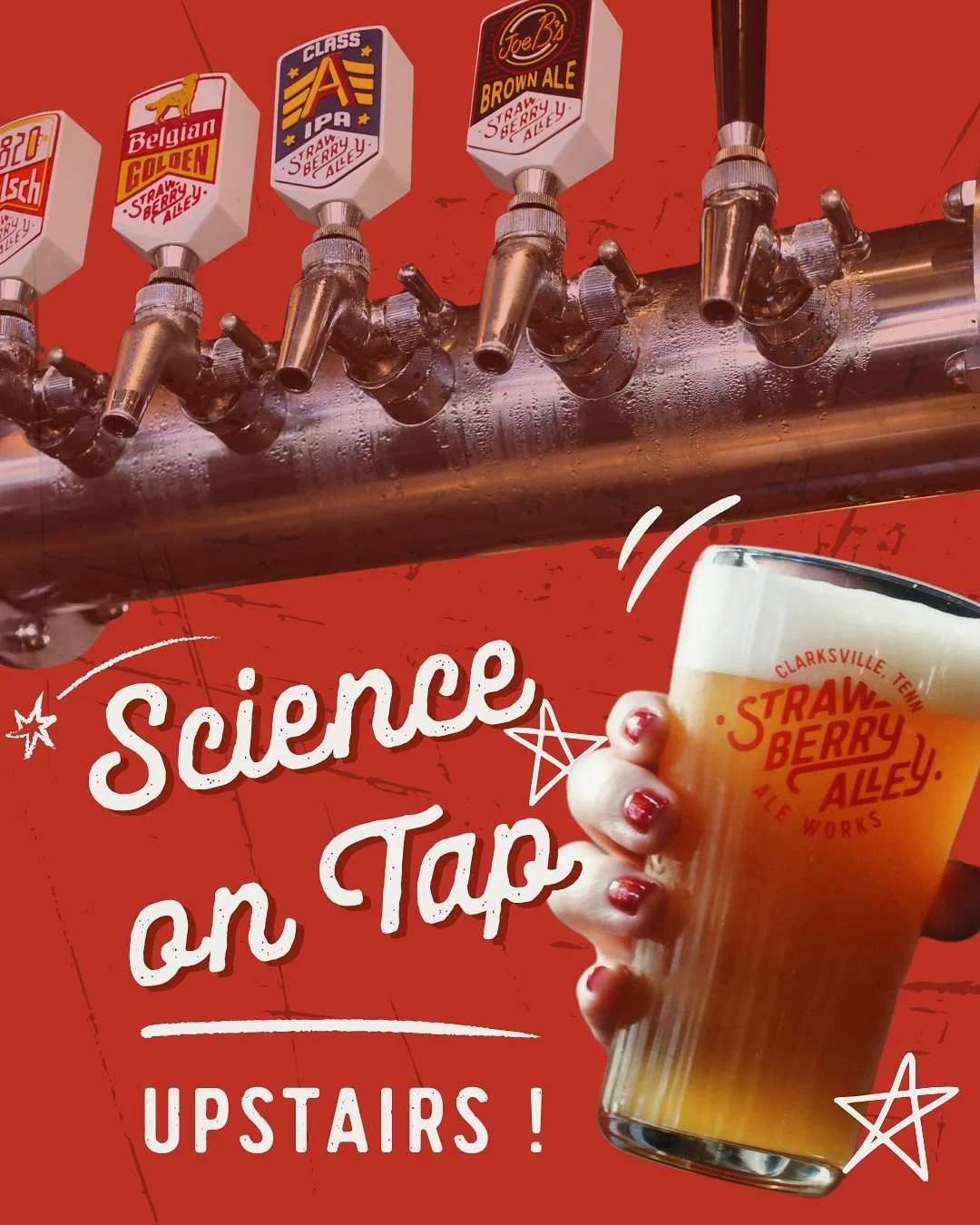 Where curiosity meets cold beer. 🧠🍺
Science on Tap is back TONIGHT &mdash;your chance to sip, learn, and laugh with some of Clarksville&rsquo;s brightest minds.

Grab a pint, pull up a chair, and join the conversation.

See you Upstairs tonight nig