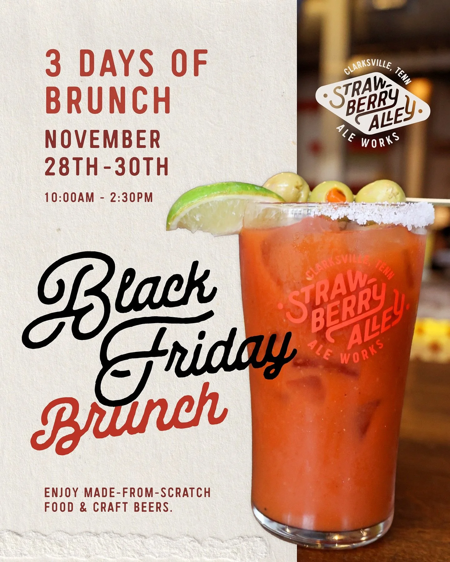 Fuel your shopping spree and dine locally!🍳

Join us for Black Friday Brunch on November 28th and keep the good times rolling through Sunday. Same scratch-made favorites, one extra day to brunch 10am- 2:30pm.

No excuses this time&hellip; we gave yo