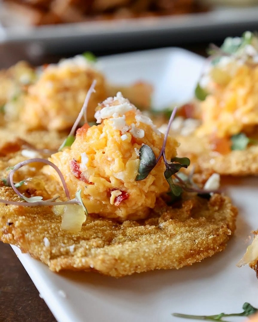 Crisp on the outside, juicy on the inside. Treat your tastebuds to the ultimate starter for southern comfort.

🍅FRIED GREEN TOMATOES
Green tomato, house-made pimento cheese, tomato jelly.

The perfect way to kick off brunch (or any meal).
Join us th