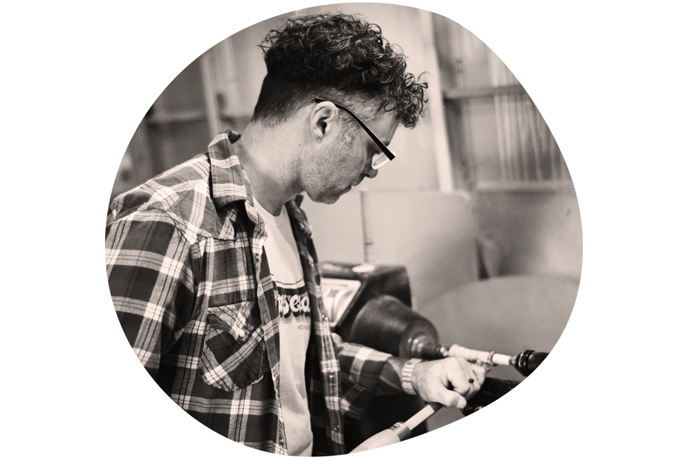 Man using a lathe tool