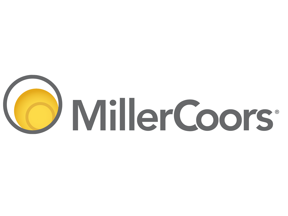 MillerCoors logo featuring a yellow circle and gray text 'MillerCoors'.