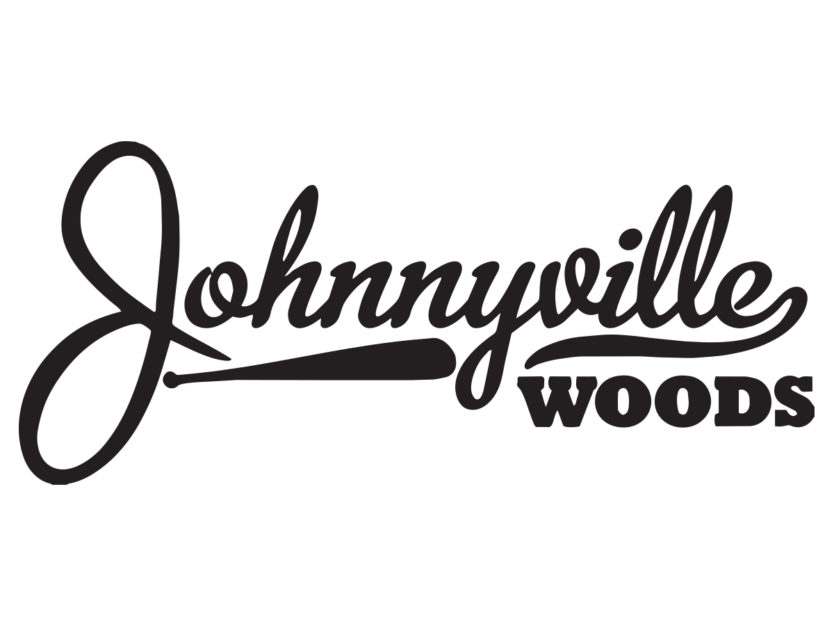 Logo of Johnnyville Woods with stylized cursive font and a small branch illustration.