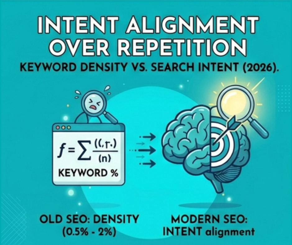 the ideal keyword density is between 0.5% and 2% but modern SEO prioritizes search intent