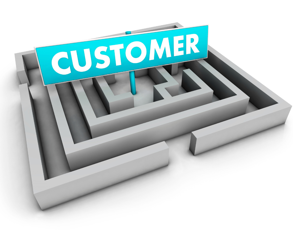 customer lost in a maze because businesses building sites around their business, not customers