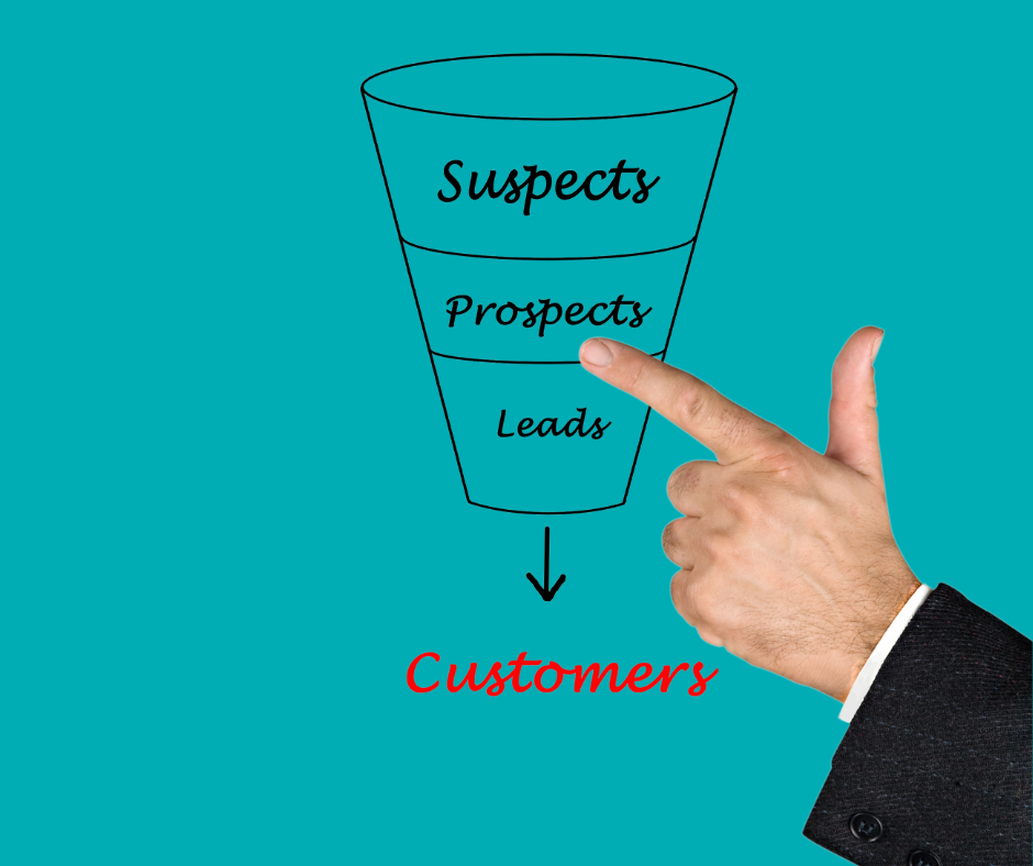 a sales funnel showing how blogs convert suspects into customers