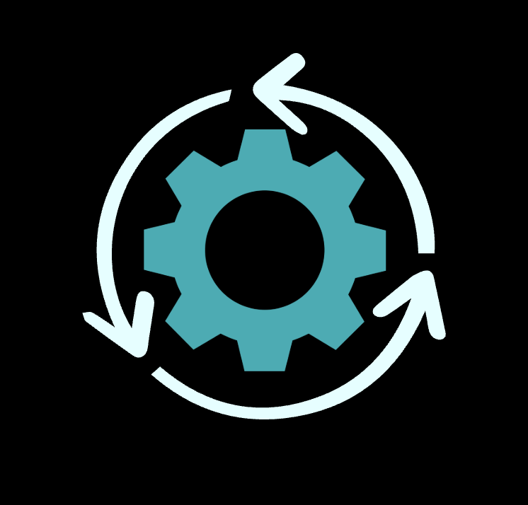 Gear with arrows around it in a circle