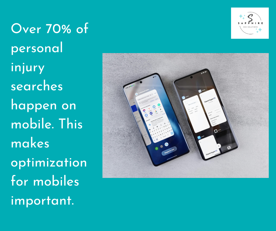 70% of personal injury searches happen on mobile, making mobile optimization crucial