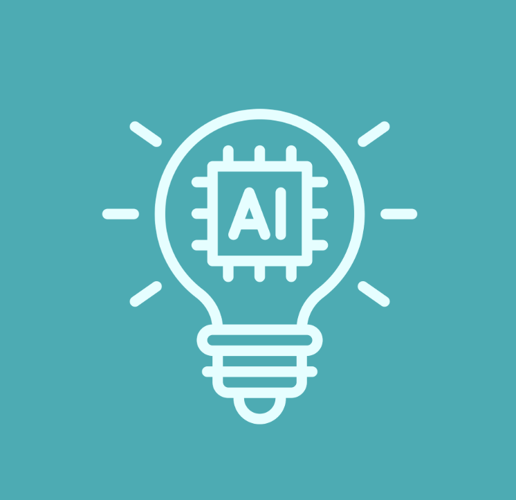 Graphic of a lightbulb with AI