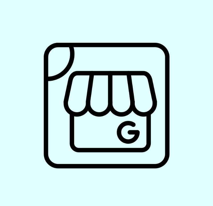Google logo on a graphic of a small storefront