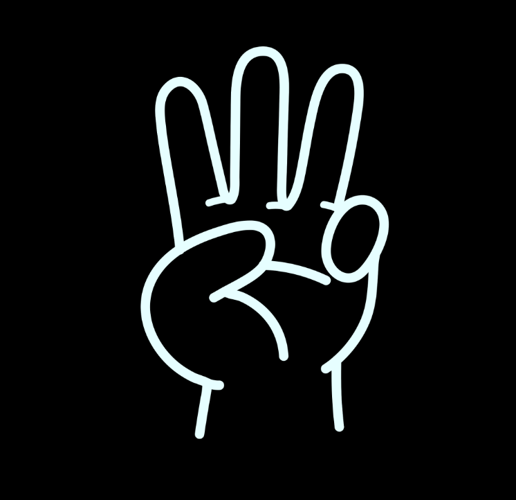 Graphic of a hand holding up three fingers