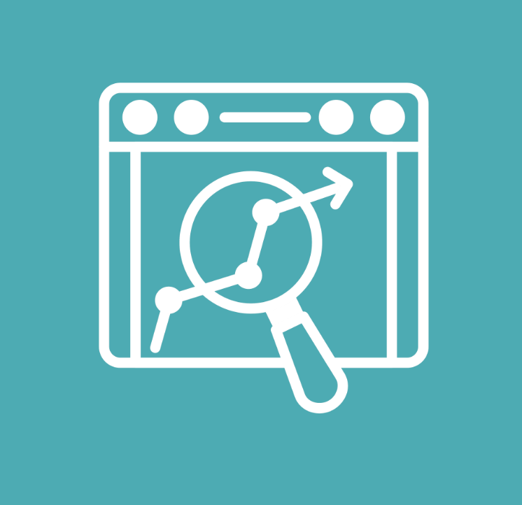 Graphic of a web page with a graph moving up