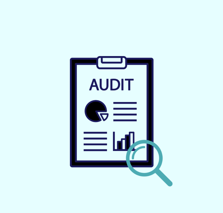 Audit sheet and a magnifying glass