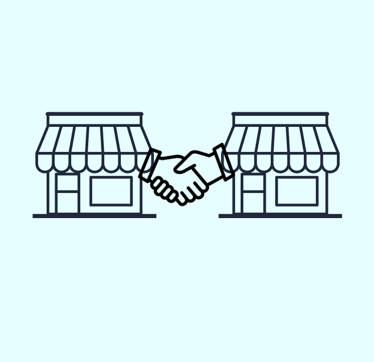 Graphic of two small businesses shaking hands
