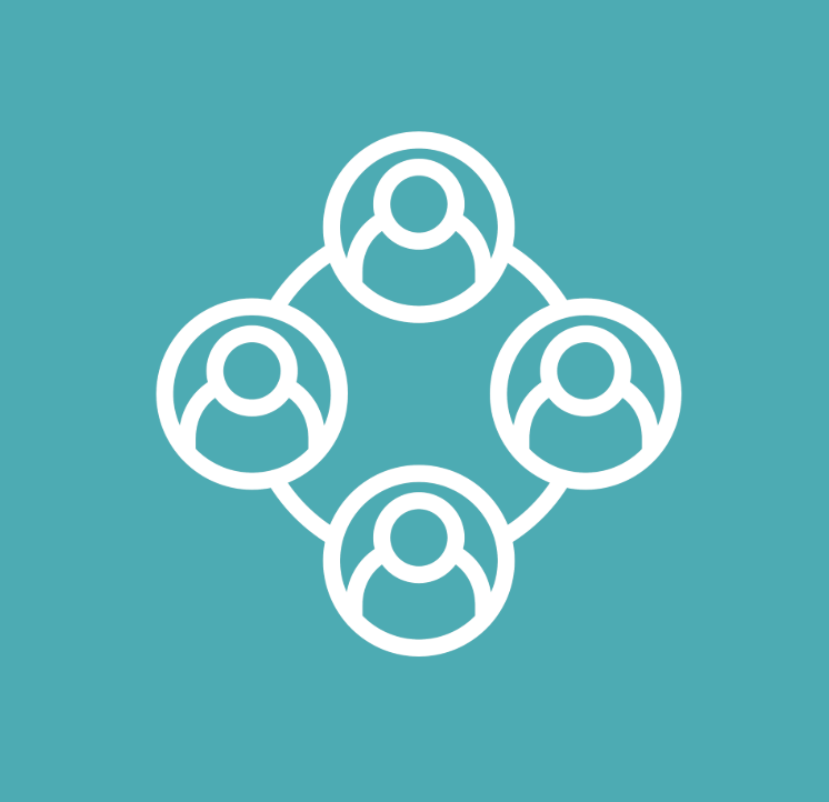 Graphic of four figures in a diamond shape