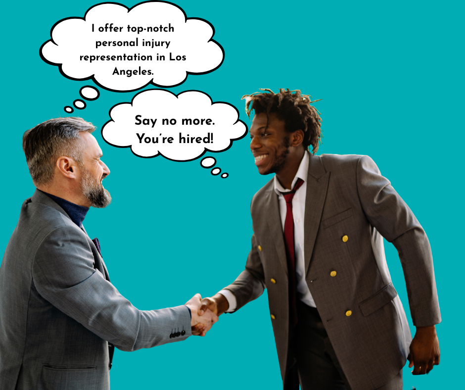 a man hiring an attorney on the spot, suggesting seo brings high-intent traffic