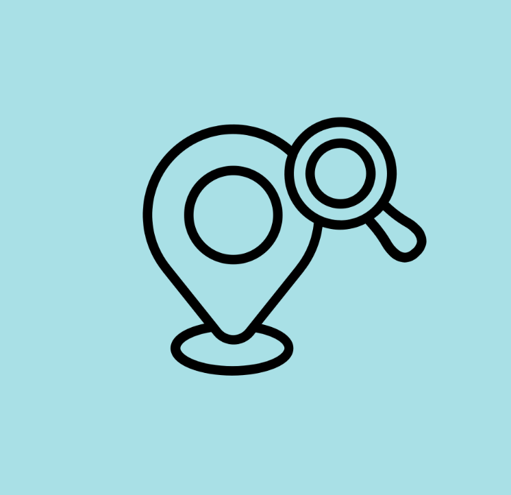 Map Marker with a magnifying glass