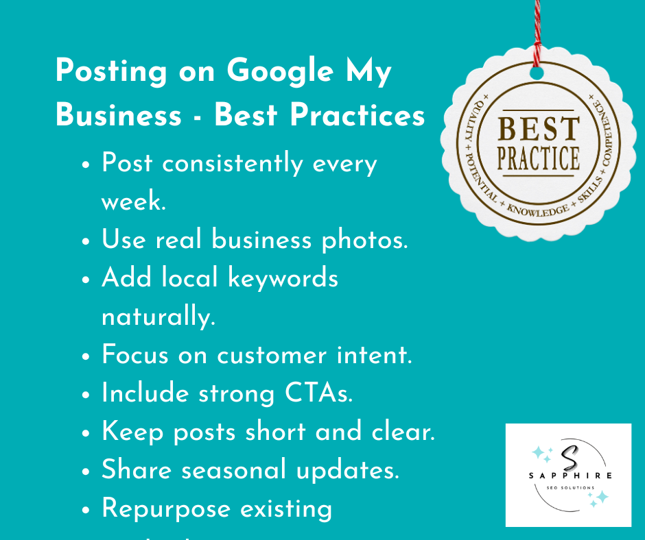 list of the best practices for posting on Google my business (GBP)