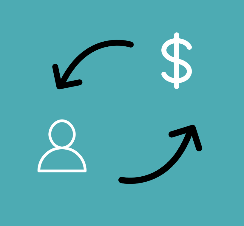 Figure, arrows, and dollarsign
