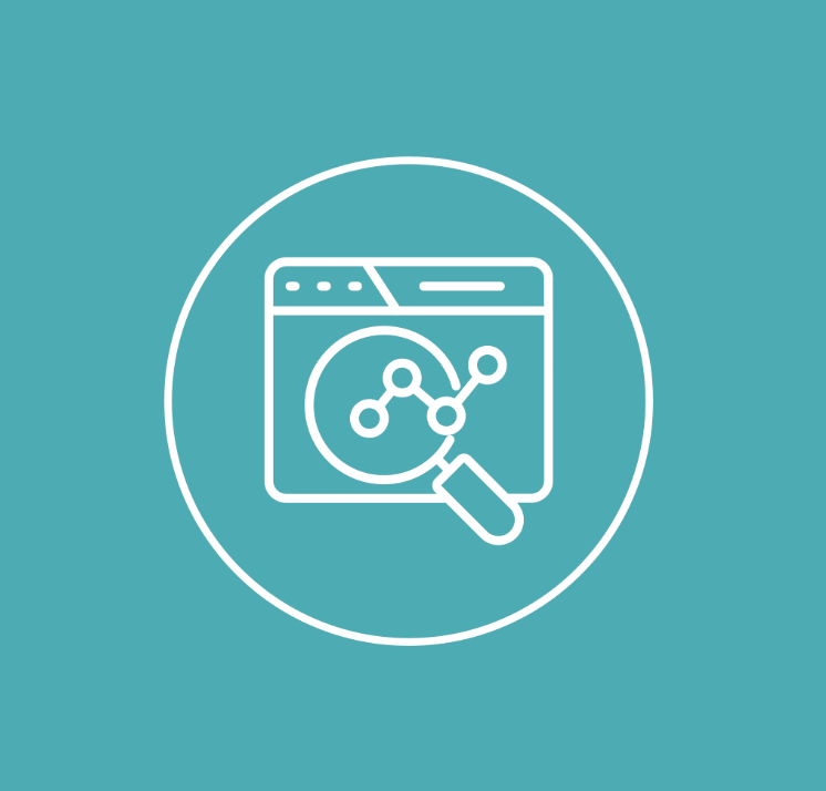 Graphic of a line graph and a magnifying glass