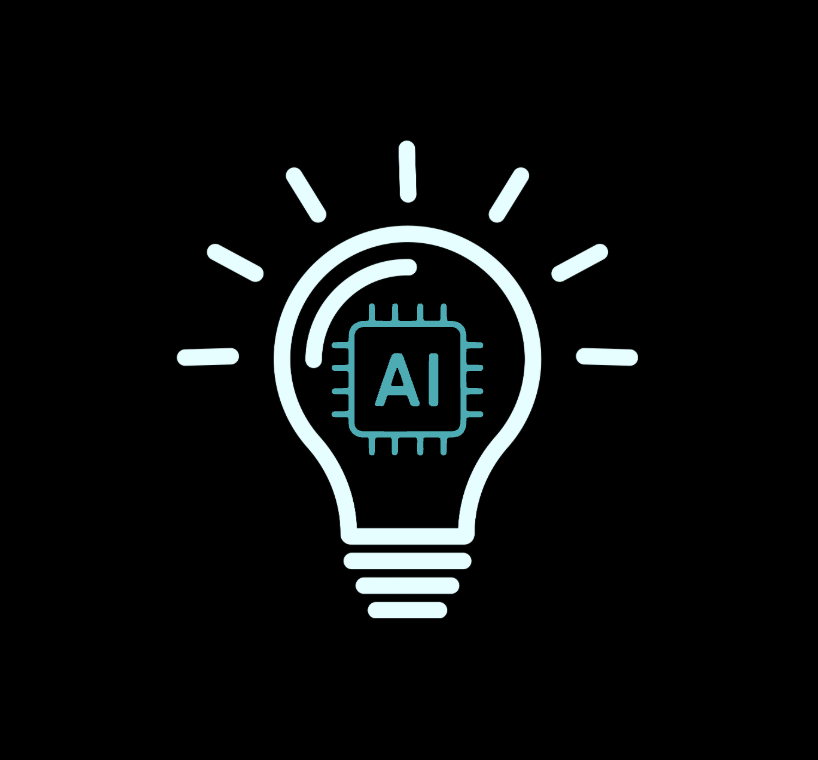 Light bulb with AI in the center