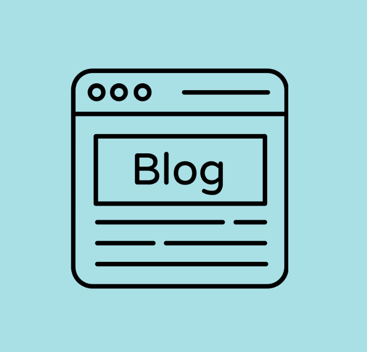 Graphic of a blog page with the word blog