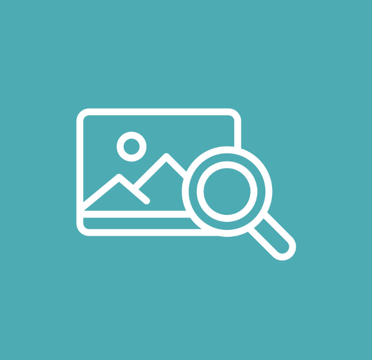 Graphic of a photograph and a magnifying glass