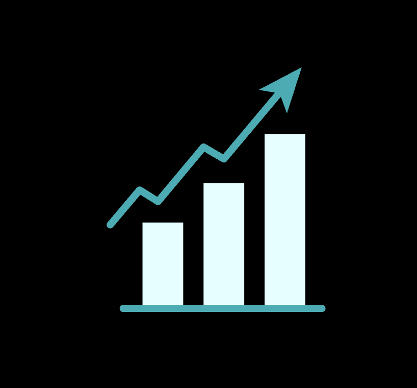 bar Graph and arrow rising