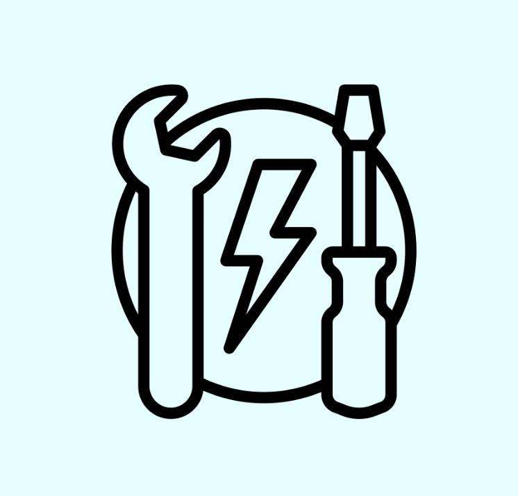 Graphic of a wrench, a screwdriver, and a lightning bolt