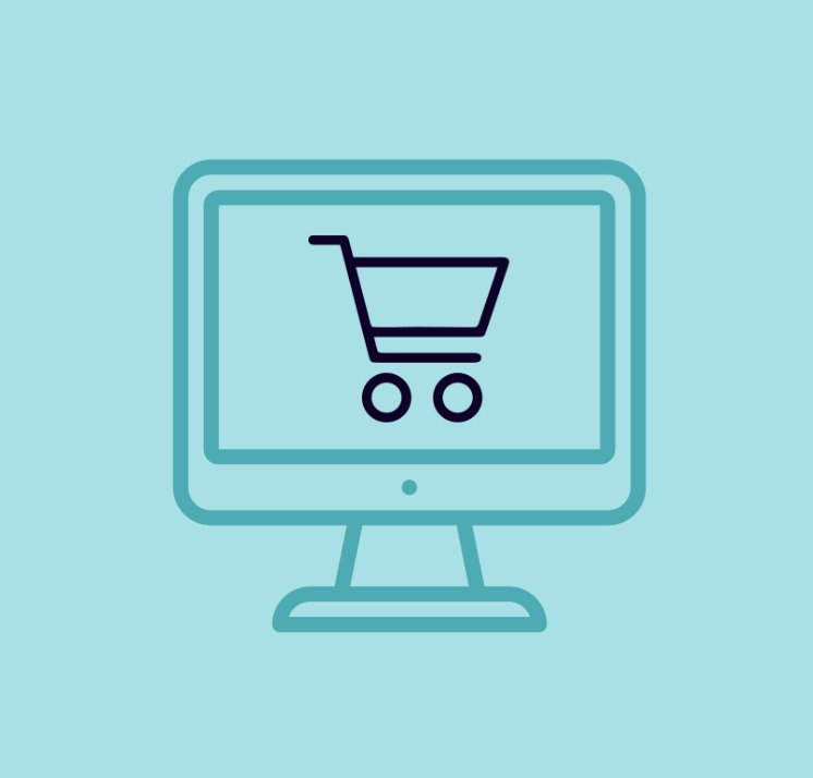 Computer screen with a cart icon