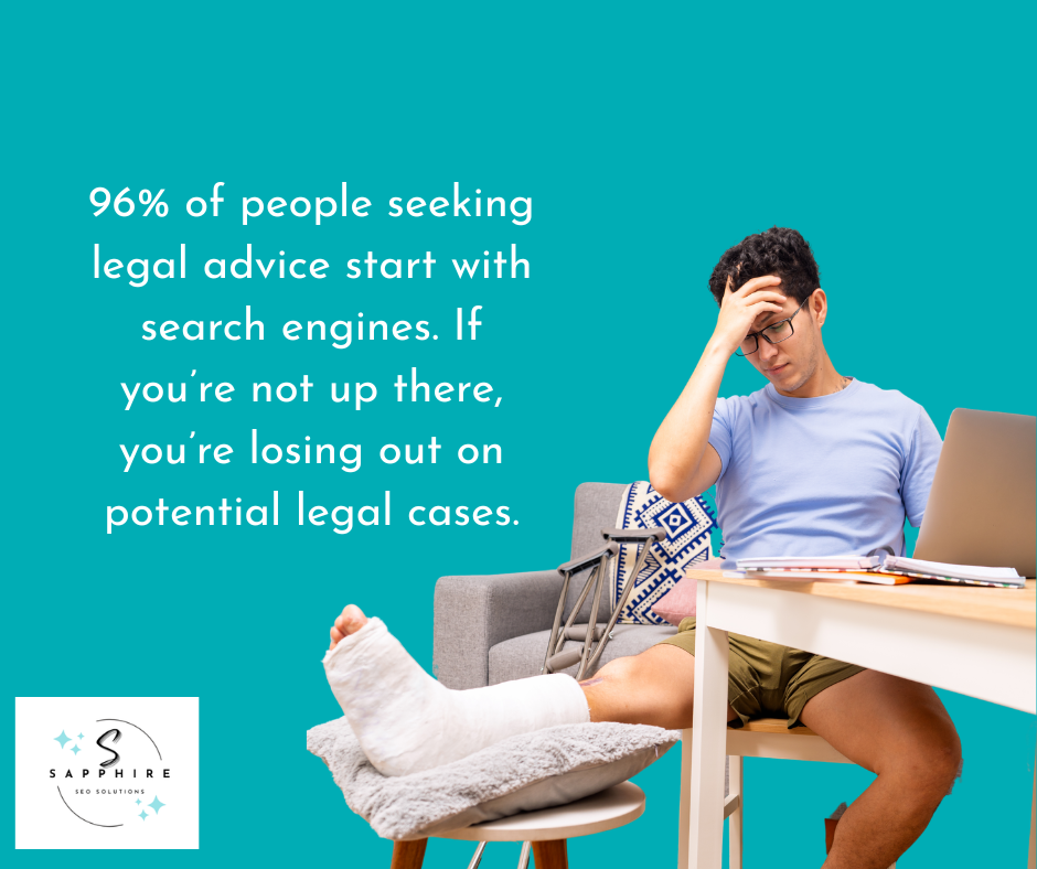 96% of people seeking legal advice start wtih search engines. Stat about local SEO