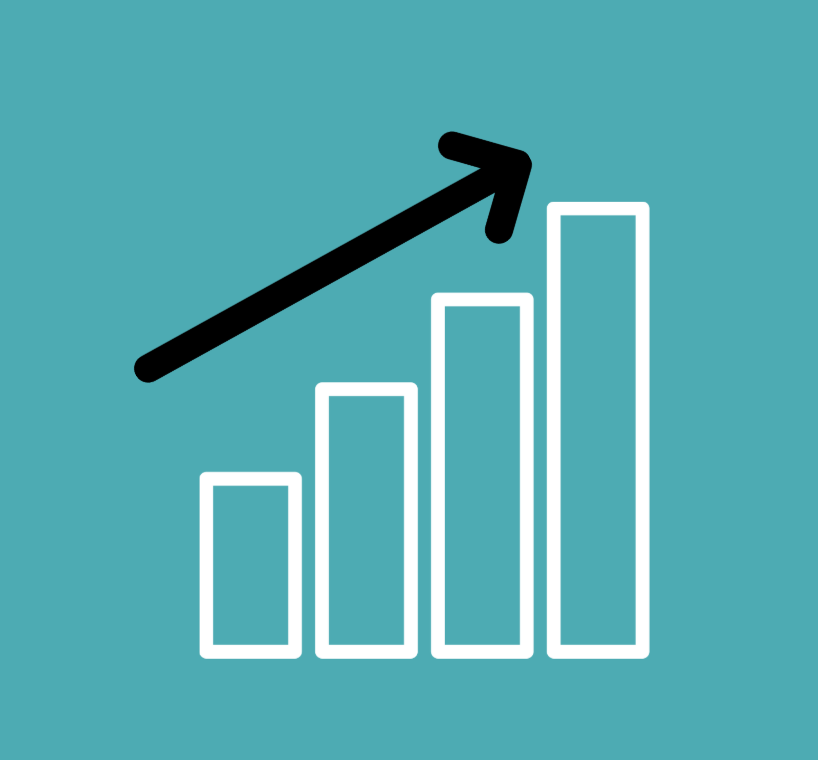 Bar Graph with an arrow pointing up