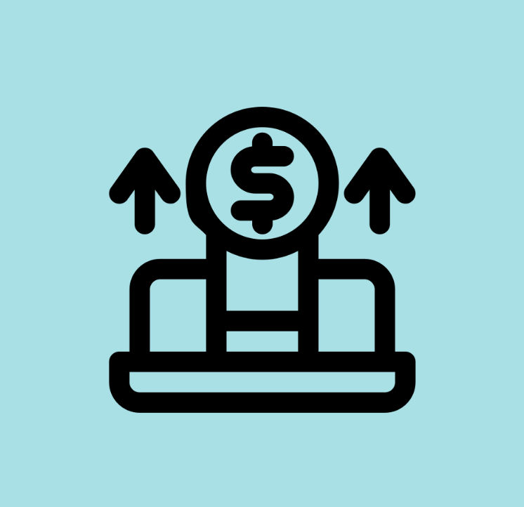 Graphic of a dollar sign and arrows rising