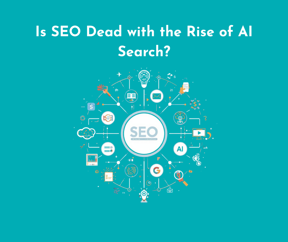 SEO branching out to AI with the caption: Is Seo dead with the rise of AI search?