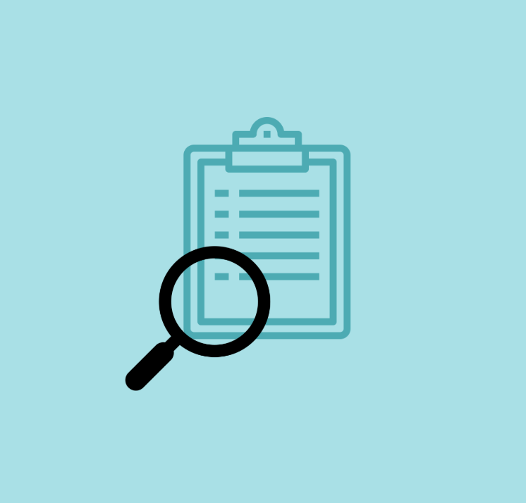 Clipboard with a magnifying glass