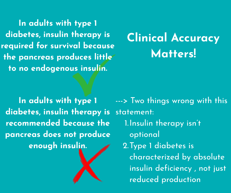 an example of clinical accuracy vs AI content