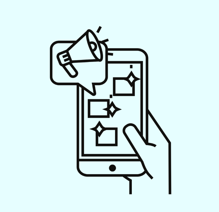 Graphic of a cell phone with messages