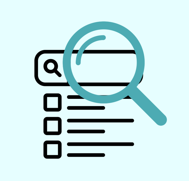Search resutlts with a magnifying glass
