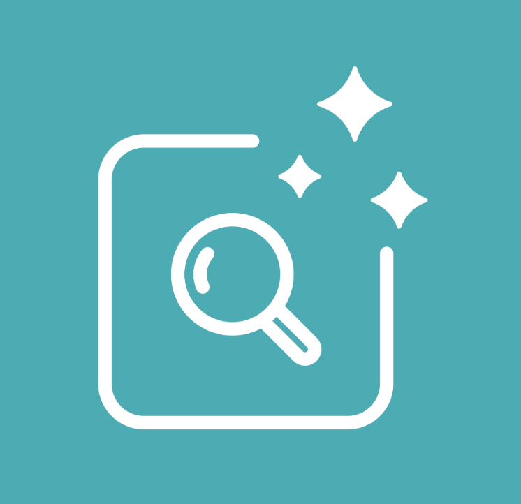 AI Symbol with a search magnifying glass