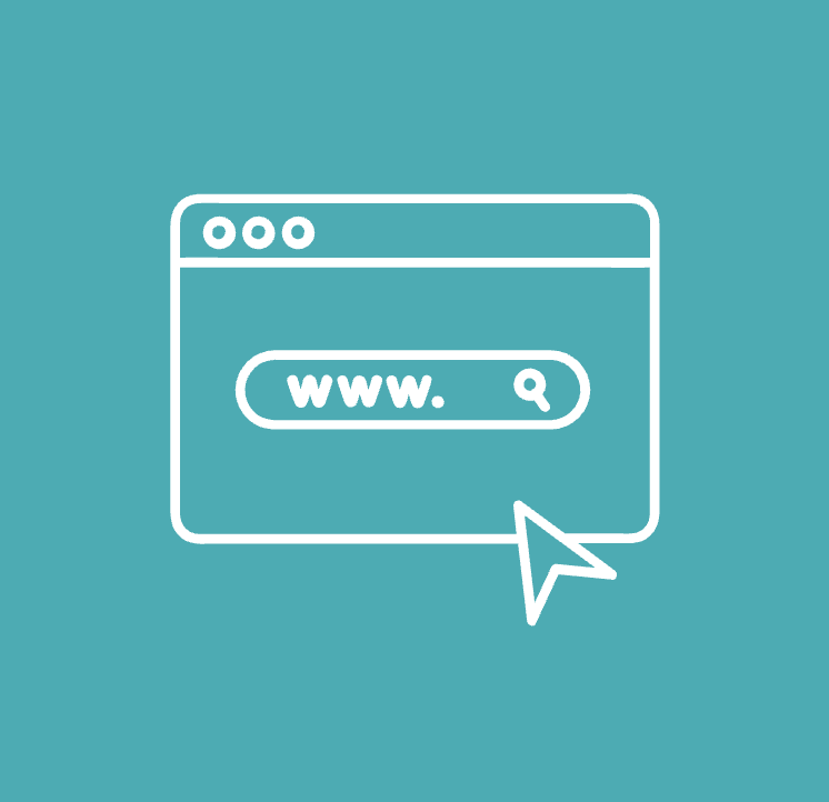 Graphic of a service page with an arrow pointing at www.